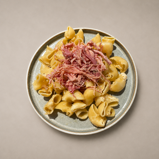 Coquillettes crémeuses au Jambon de Reims & Comté affiné