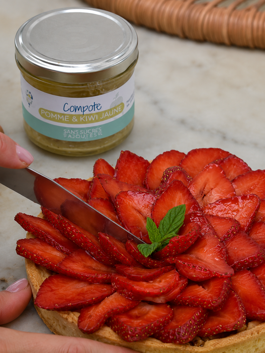 Tarte fraîche aux Fraises & Compote Pomme Kiwi Jaune
